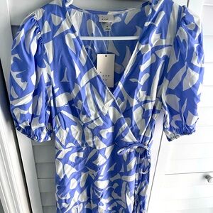 Blue floral midi dress